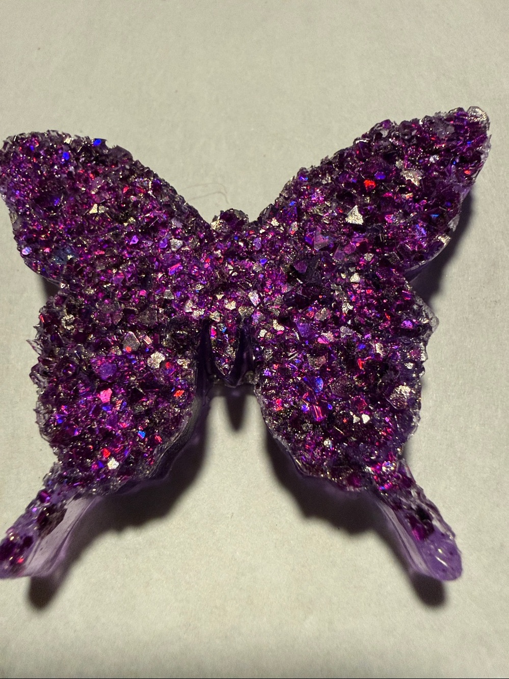 Handcrafted Purple Glitter Butterfly Refrigerator Magnet